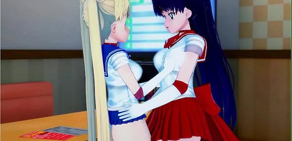  Sailor moon gets her pussy eaten by sailor mars, trib orgasm.